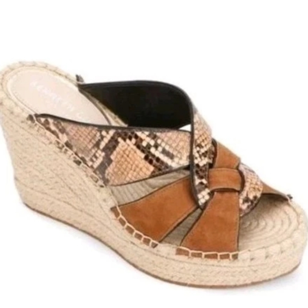 Kenneth Cole New York Platform Wedge Sandal Olivia Women Cocoa Beige Size 11